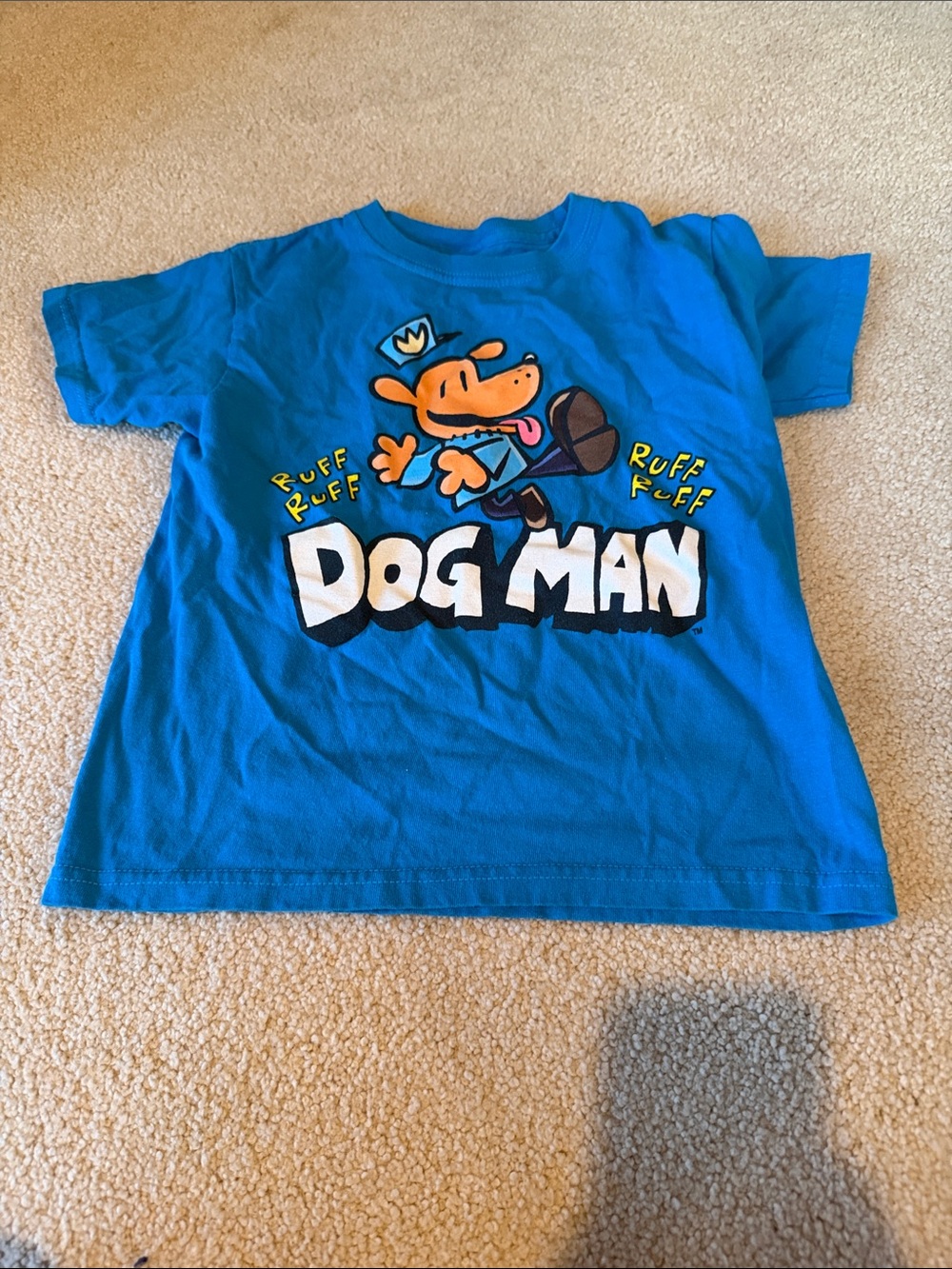 Dog Man Graphic Tee for Kids - Bright Blue